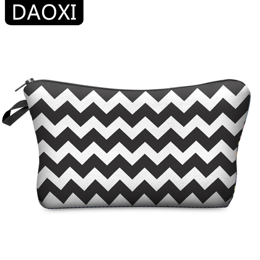 

DAOXI Cosmetic Bag 3D Printing Zig Zag Pattern Necessaries for Women Makeup Travelling