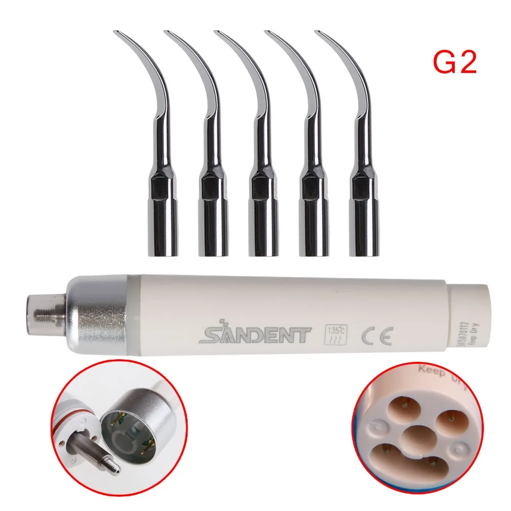 

Dental Ultrasonic Piezo LED Scaler Handpiece EMS WOODPECKER SANDENT+5*Tip