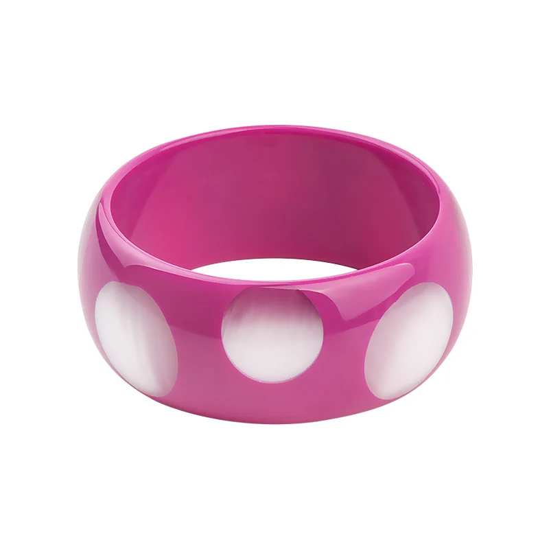 Классические модные браслеты-манжеты из смолы, браслеты для женщин, круглые браслеты с широкими акриловыми пятнами, простые очаровательные вечерние браслеты, подарки, новое ювелирное изделие - Окраска металла: pink