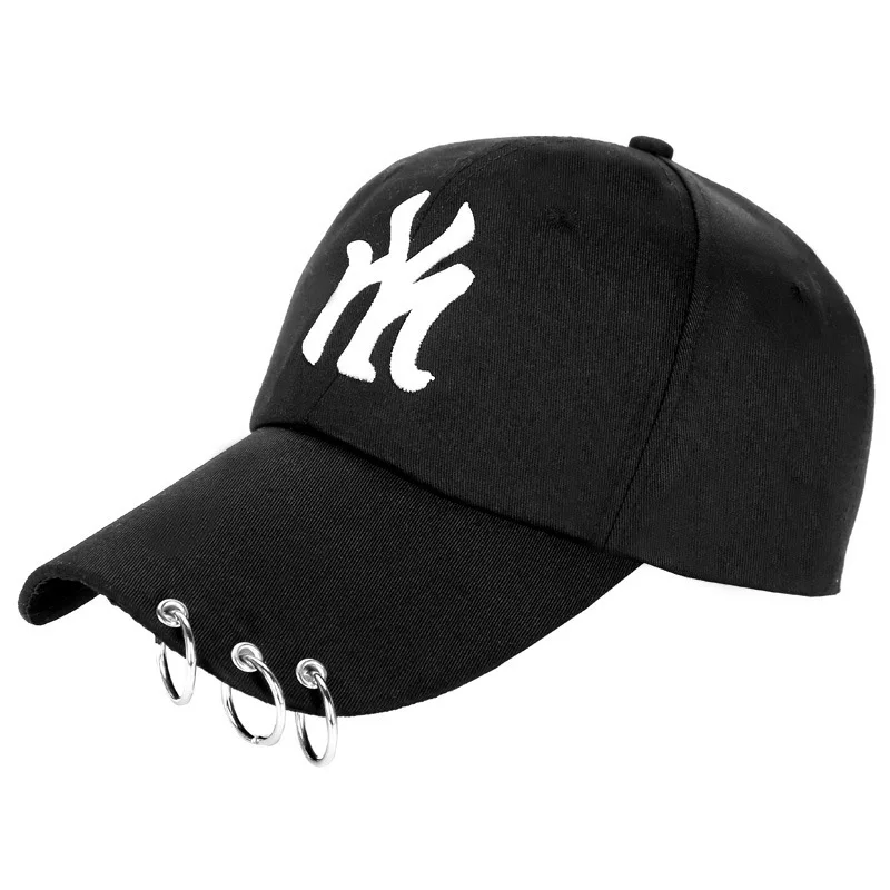 Новая бейсбольная Кепка унисекс хлопковая Выходная шляпа NY вышивка Snapback в стиле панк спортивные шапки для мужчин и женщин хоккейная Регулируемая Кепка s - Цвет: black