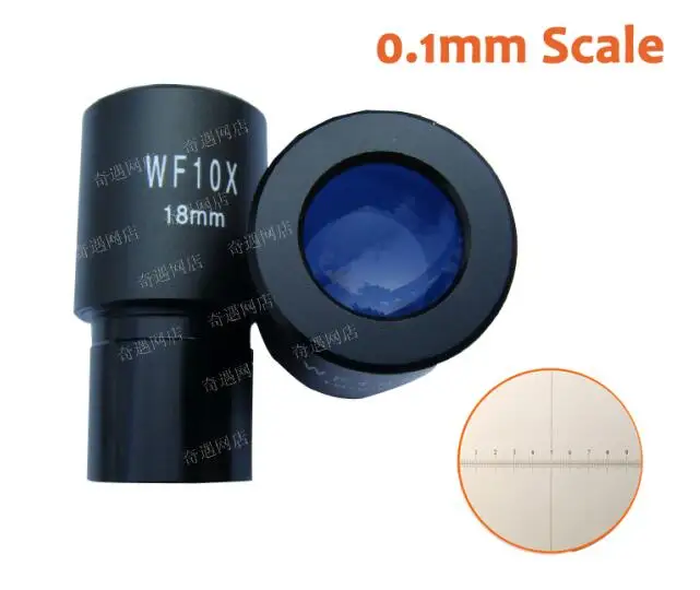 

2018 New 1PC WF10X/18mm Wide Angle Lab Student School Biological Microscope Eyepiece Lens 23.2mm with Scale Ruler 0.1mm