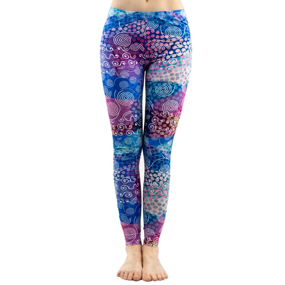 

Fashion Women Colorful Dot Print Stitching Pattern Leggings Fitness Stretch Slim Bottoms Sexy Workout Elasticity Pants