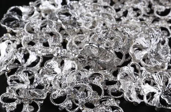 

(120pcs/lot) Silver Plated Rhinestone Button Vintage Flatback Craft Crystal Alloy Button For Girl Wedding/Bridal Jewelry