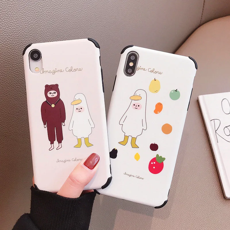 Funny Happy Duck Phone Case For iphone XS Max XR X 6 6s 7 8 plus Cases MAX Cover Cartoon Soft Copa |