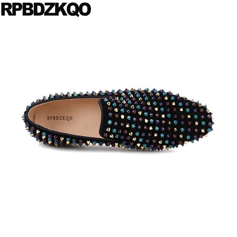 Nubuck Marca Remache Square Más Negro 47 2018 Partido Spike 46 Tamaño Stud Cuero Genuino Toe Hombres Runway Zapatos Gamuza Mocasines Real 8tT7OWT6B