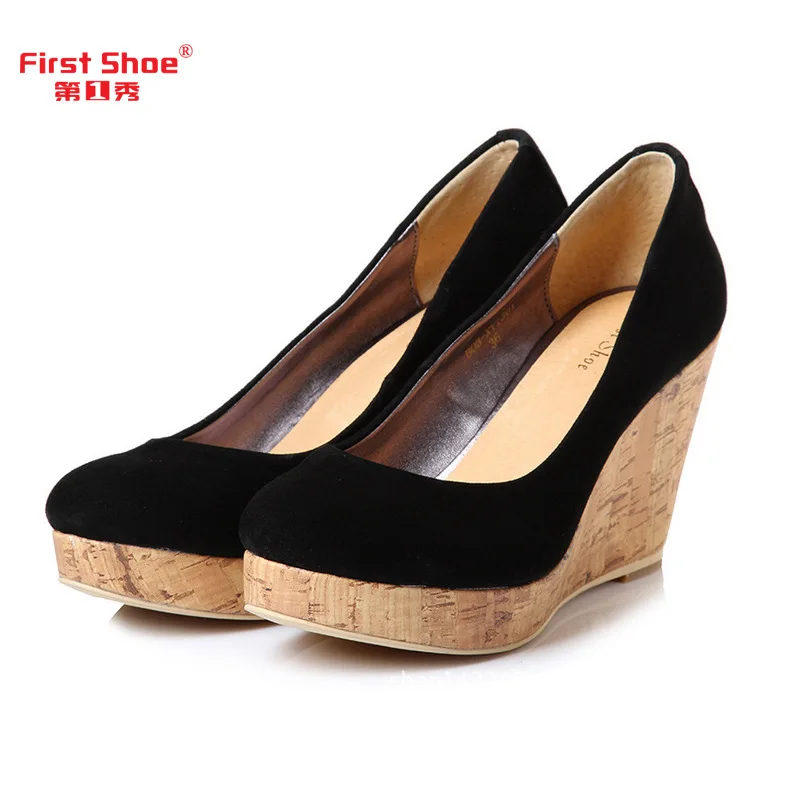2016 Brand New Leather Kate Princess Same Style Sapphire Wedge Heels Shoes font b Women s