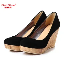 2016 Brand New Leather Kate Princess Same Style Sapphire Wedge Heels Shoes font b Women s