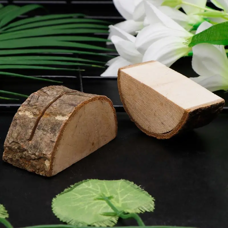 10pcs Rustic Natural Wood Table Name Number Place Card Holder Memo Note Photo Picture Clip Decor We