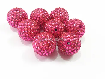 

Wholesale Large Size 24mm 80pcs/lot Hot Pink Resin Rhinestone Beads For Chunky Necklace Making