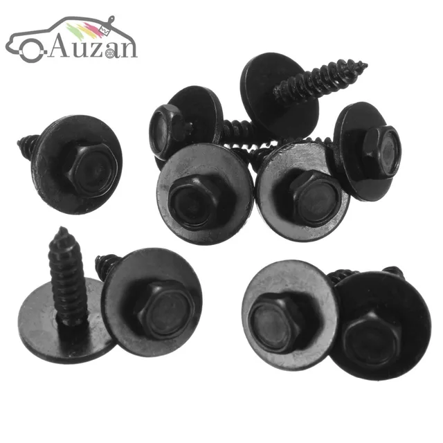 10PCs Universal Self Tapping Screw & Washers 4.8 x 19 mm Black 8mm Hex