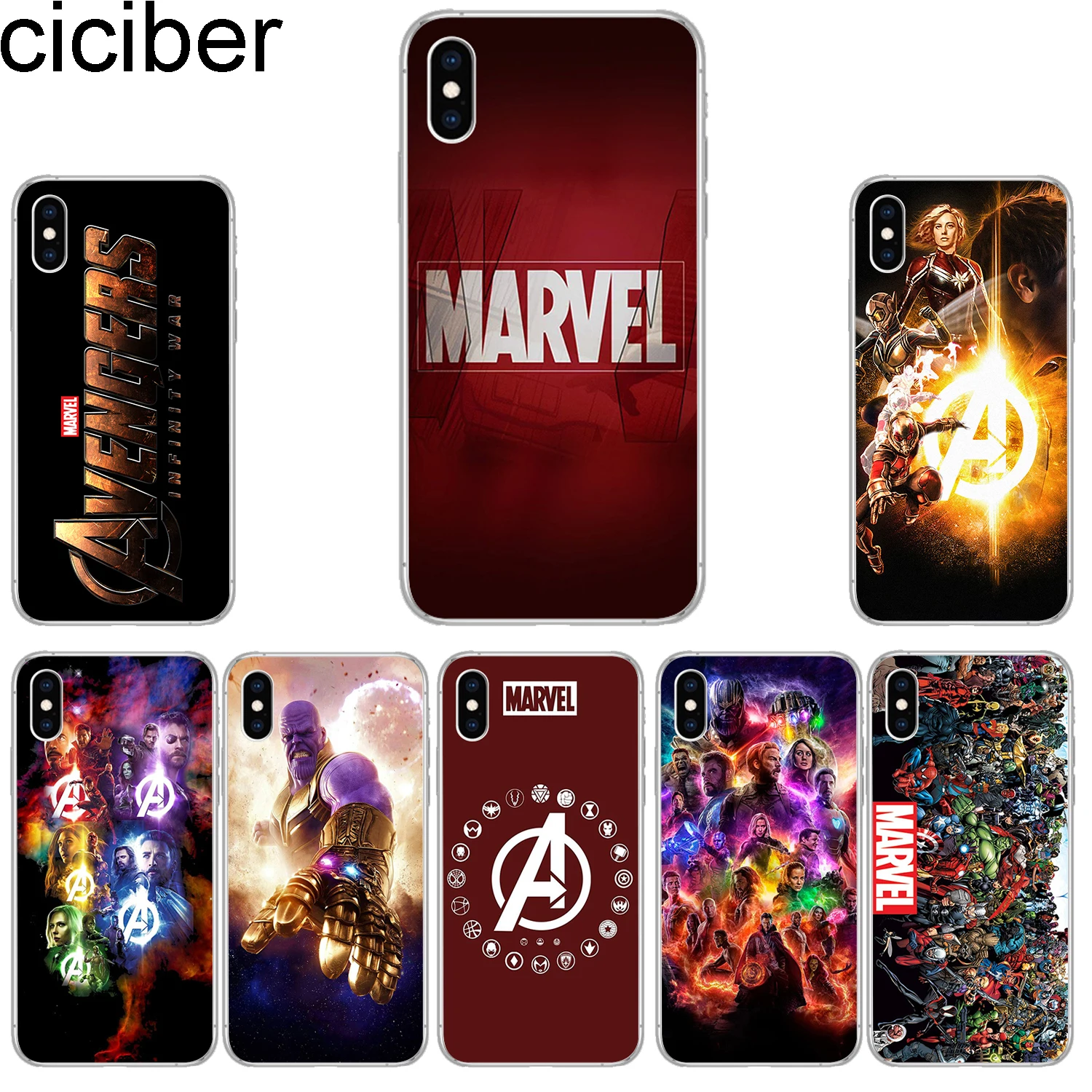 Ciciber чехлы для телефонов IPhone 7 8 6 6s Plus SE 5S X Xs XR XS Max Мягкий ТПУ чехол 11 Pro 2019 Мстители