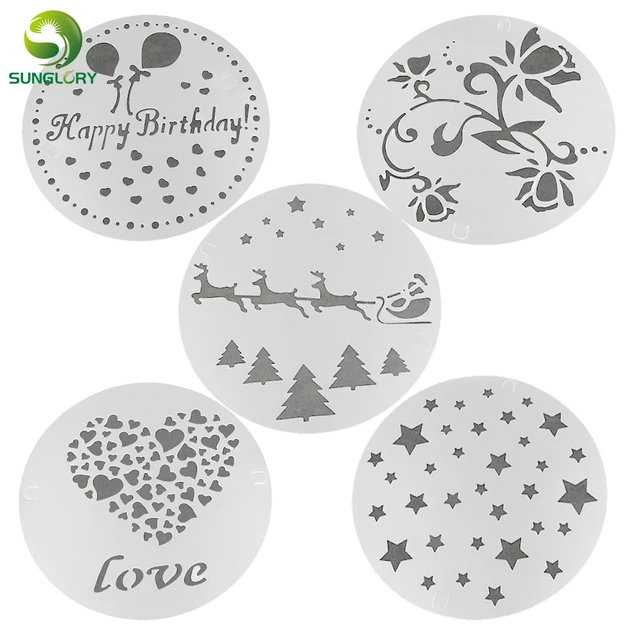 5pcs flower cake stencil christmas decoration fondant cookie stencil