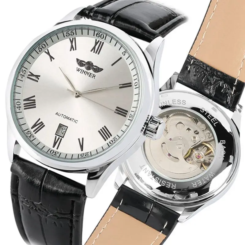 WINNER White Dial WINNER часы для мужчин Скелет автоматические механические золотистые часы-скелетоны винтажные мужские часы s часы Forsining лучший бренд роскошные часы - Цвет: WINNER White Dial