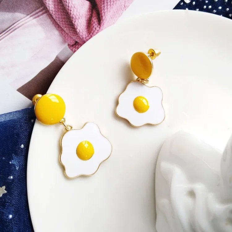 HUANZHI, модные эмалированные Серьги для яиц для омлета, индивидуальные милые трендовые дизайнерские Висячие серьги для женщин и девушек, вечерние ювелирные изделия для путешествий - Окраска металла: A