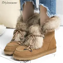 Stylesowner/брендовые замшевые ботильоны; женская зимняя обувь; плюшевые зимние ботинки; женская обувь; повседневные женские зимние ботинки на меху; пушистая обувь