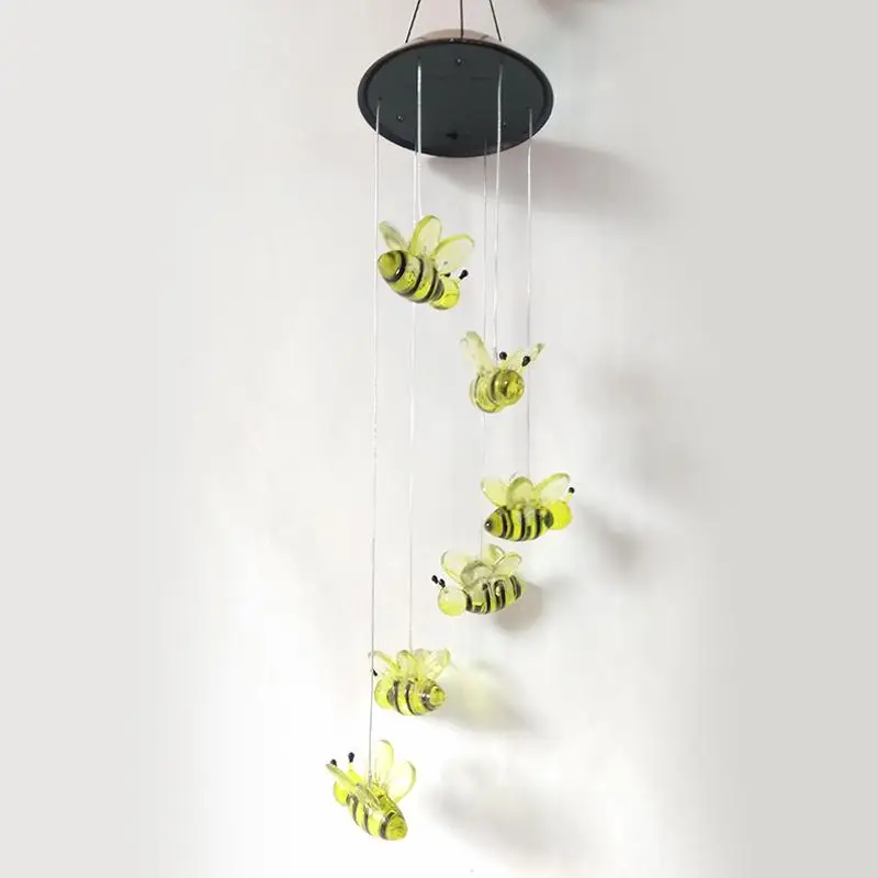 

LED Solar 7 Color Changing Wind Chimes Light LED Bee Pendant Bell Light Yard Garden Home Decor Gift