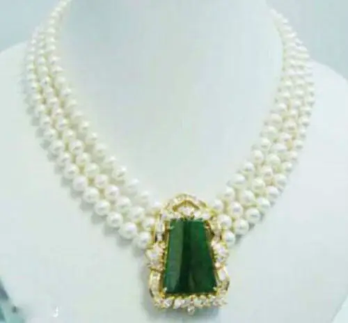 

very good Quartz stone Charm 3 Row White/Black Pearl Pendant Wedding Necklace yellow wholesale Quartz stone