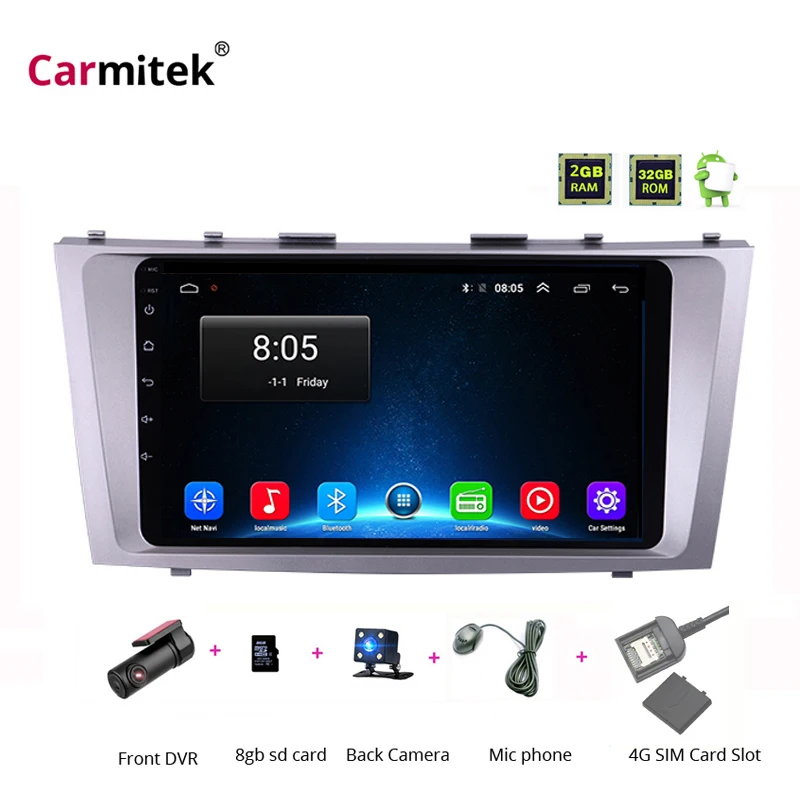 2G + 32G Android 8,1 4G auto Radio Multimedia reproductor de vídeo de navegación GPS WiFi 2 din para toyota Camry 40 50 2006-2011 no dvd