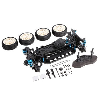 

1/10 4WD Electric On-Road Drift Racing Car Frame Kit Chassis Combo & 4pcs Rubber Tyre Wheels RC Car Model Part Accessories Set