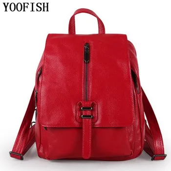 

YOOFISH Genuine leather luxury cowskin shoulder bags preppy style 2017 New Designer female leather backpack bags LJ-894