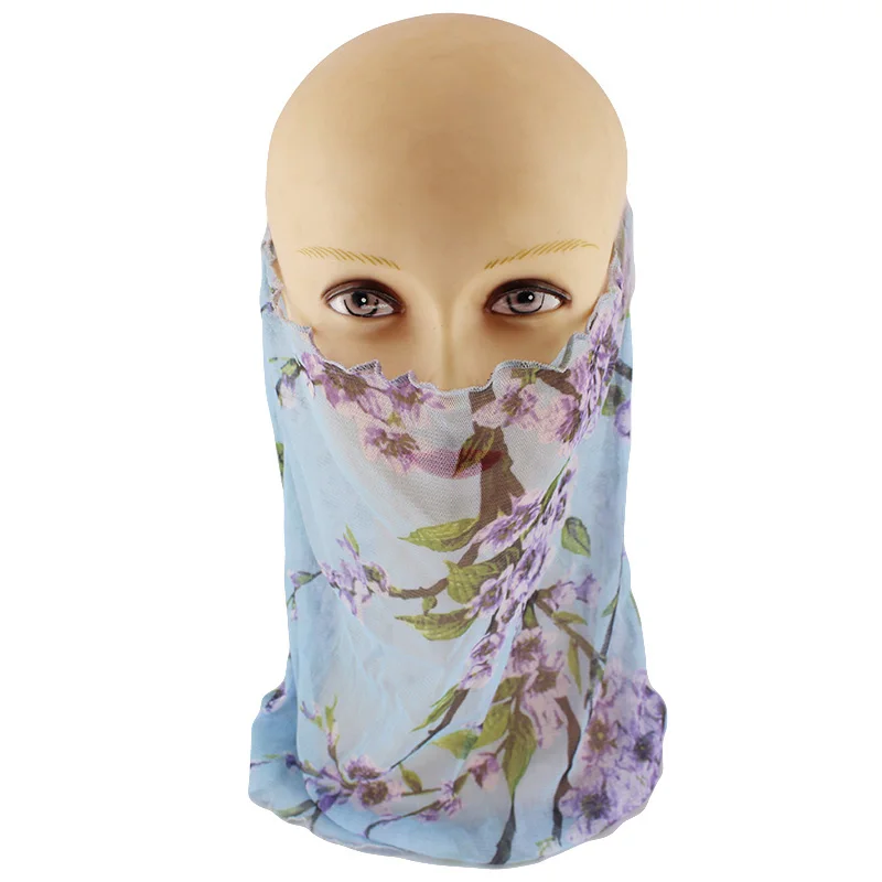 HLEISXI Новое поступление Женская маска с цветочным узором летний ветронепроницаемый нагрудник с вуалью длинные женские маски для лица лыжные вискозные головные уборы