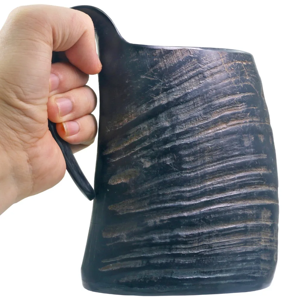 

Natural Hand-made Ox Buffalo Cave Man Mug Black Buffalo Horn Mug Viking Drinking Mugs Beer Drinking Mug