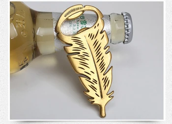 

100pcs/lot Feather New Design Creative Wedding Favors Party Gifts alloy Feather shape Beer Bottle Opener