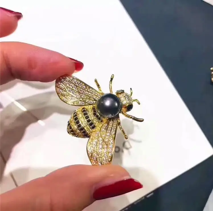 Foosballjon 安い かわいい昆虫クリスタルジルコン蜂ブローチ用ファッション服バッグdiyギ フトブローチ用女の子diy工芸用品 オンライン 価格
