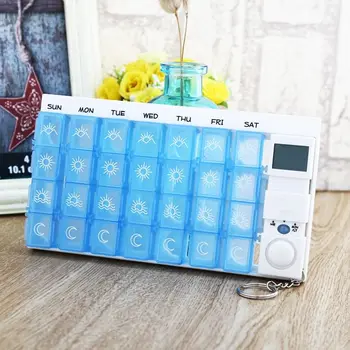 

New Portable Smart Medicine Box 28 Cell LCD Intelligent with Reminder Timer