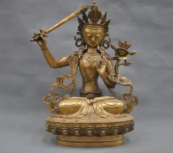

17" Tibet Bodhisattva Manjushri Buddha Hold Sword Bronze Statue ##