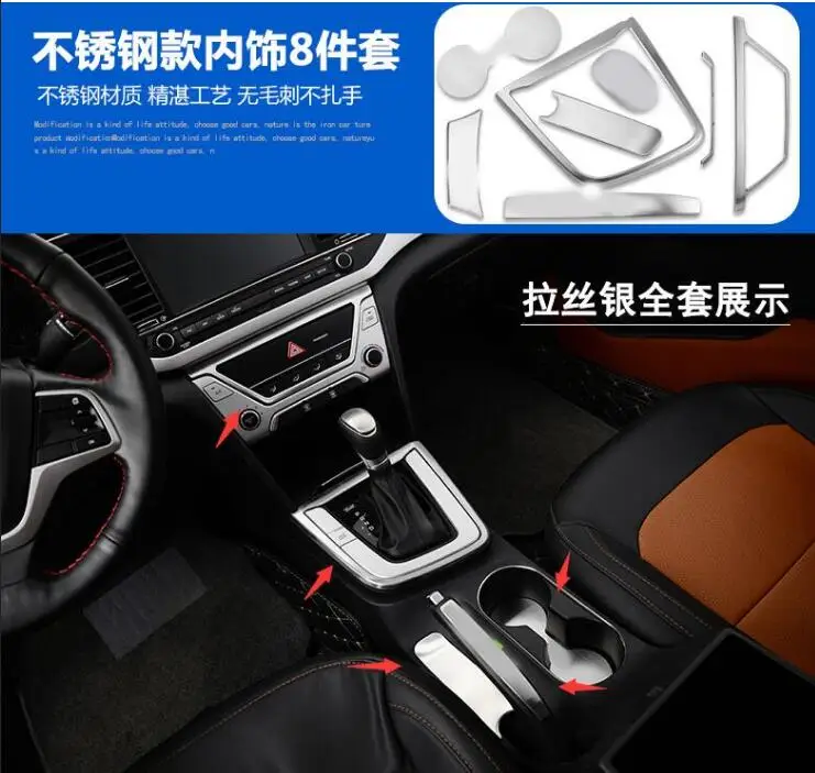 

1PCS FIT FOR 2016 2017 HYUNDAI ELANTRA AVANTE CHROME SHIFT GEAR CENTER CONSOLE COVER PANEL TRIM FRAME DRINK HOLDER BEZEL STYLING