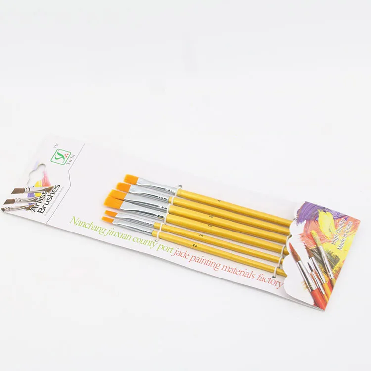 

6pcs/Set High Quality Kids Watercolor Gouache Painting Pen Nylon Hair Wooden Handle Paint Brush Set Drawing Art Supplies