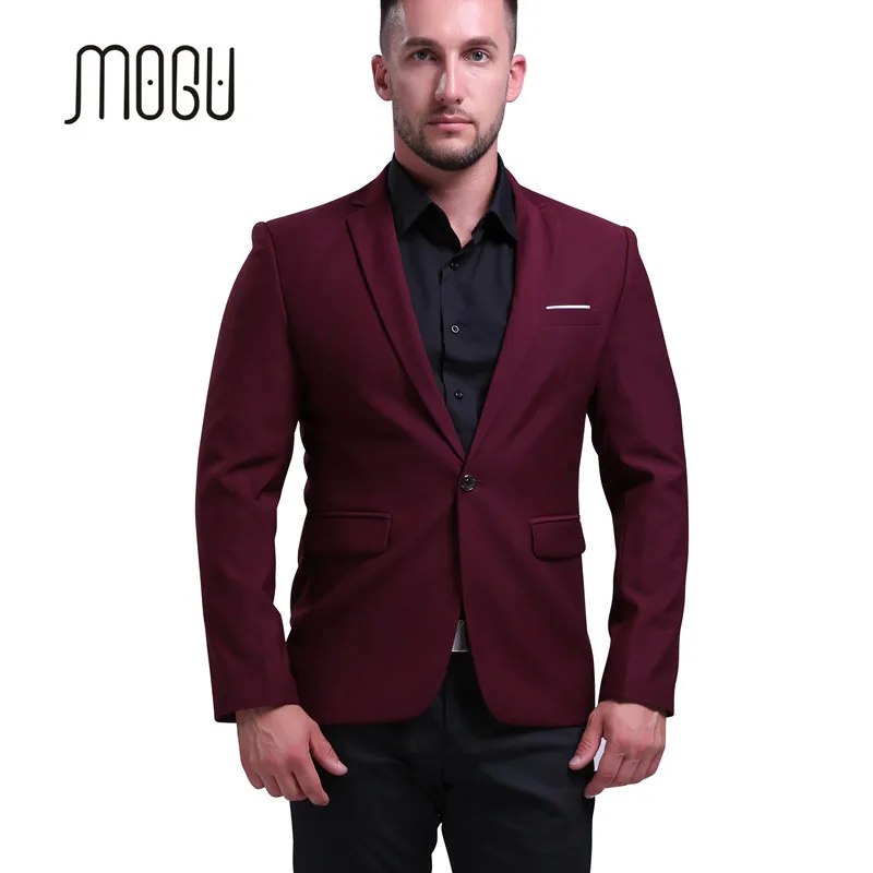 Estereotipo canal Ser MOGU-Blazer ajustado para Hombre, chaqueta informal de talla grande, traje  rojo vino, novedad de 2017 _ - AliExpress Mobile