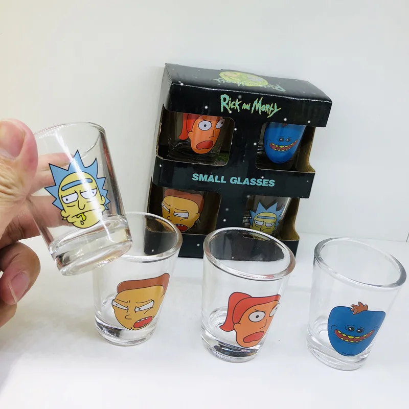 

4pcs Super Hero Flash and Bat man Rick and Morty Suite Glass Mini Wine Cup Beer Red Wine Liquor Cup