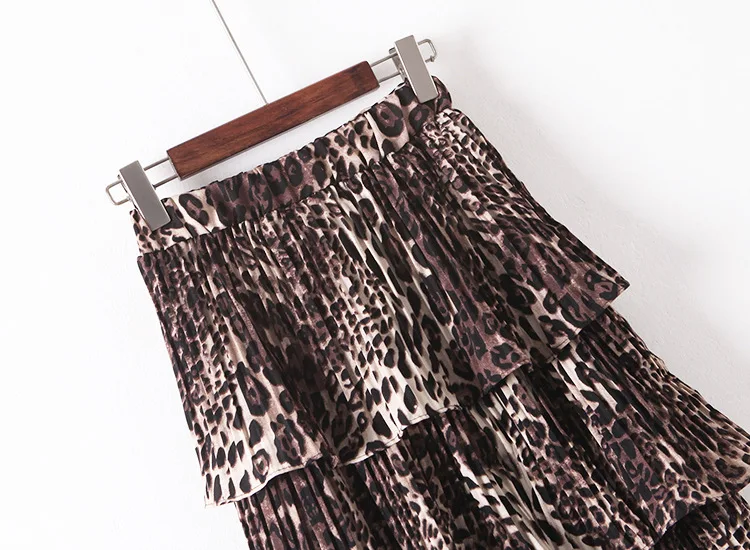 LXMSTH новая милая леопардовая юбка-пачка для женщин эластичная талия торт юбка длинный мяч весна осень Свободные повседневные юбки женские