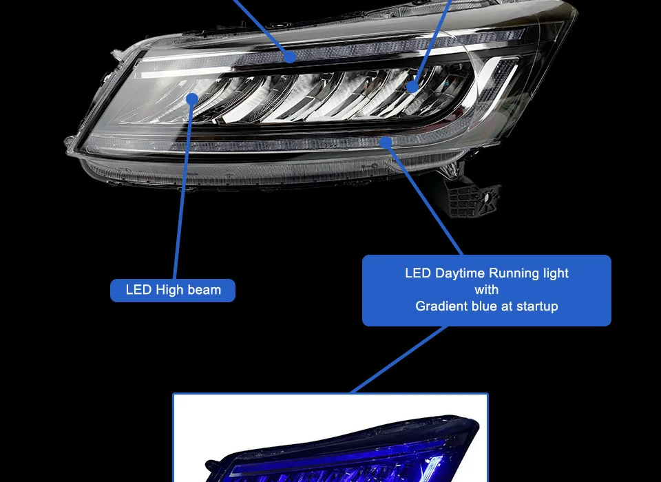 АКД автомобилей Стайлинг фар для Honda Accord G8 2008-2012 фары Полный светодиодные ходовые огни Би-ксенона луча противотуманных фар динамический