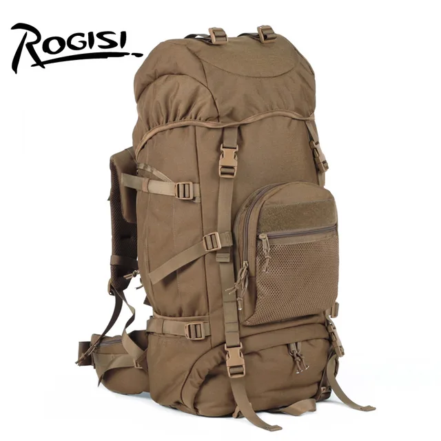 Cheap ROGISI Army Camping Backpack 60+10L Shoulders Travelling Bags