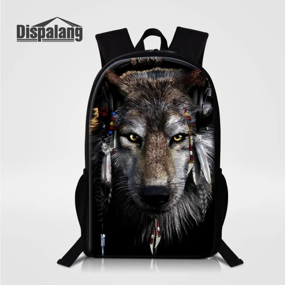 Dispalang Mens Womens Backpack Cool Animal Wolf Print School Bags for