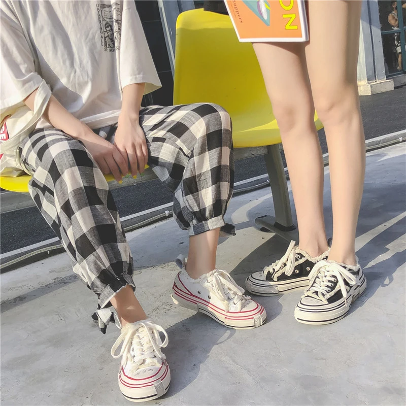

2019 Autumn New Arrived Women Canvas Shoes Korean Style lace up Ladies Flats Trainers Sneakers damping chaussure femme size 40