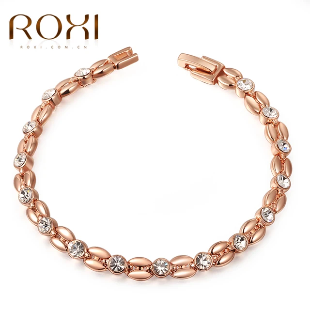 Roxi Bracelets Bangle For Women Genuine Austrian Crystals Elegant Roxi Bracelets Bangle For Women Genuine Austrian Crystals Elegant Rose Gold Color Hand Made