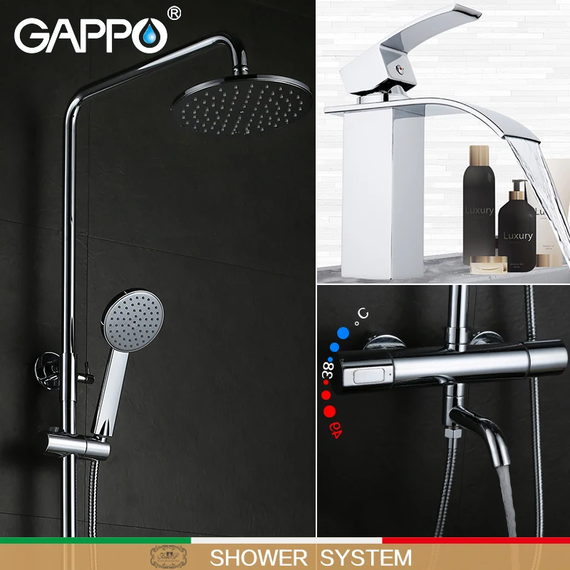 

GAPPO bathroom faucet thermostat mixer tap waterfall wall mounted thermostatic mixing valve Basin Faucet shower system