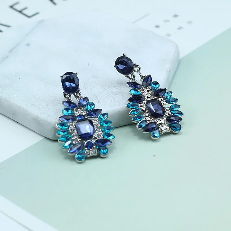 New Multicolor Earring For WomenTrendy Crystal Maxi Drop Earrings Wedding Boho Statement Beads Jewelry boucle d'oreille e0190