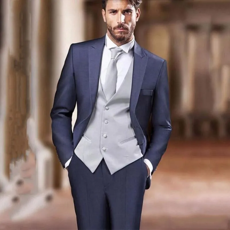 

Handsome Groomsmen Wool blend Groom Tuxedos Mens Wedding Dress Man Jacket Blazer Prom Dinner (Jacket+Pants+Tie+Vest) A107