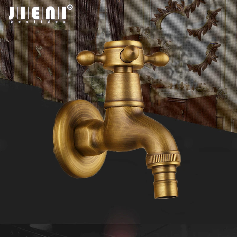 Conscientious Jieni Antique Brass Bathroom Garden Tap Washing Machine Faucet Wall Mount Torneira Basin Sink Faucets Taps Washer Faucet Basin Faucets