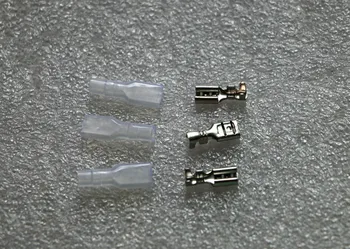 

50 pcs 4.8mm Faston Crimp Terminal 187 Female Connector and Transparent Sheath Inserted Spring Self-locking Plug Insulator