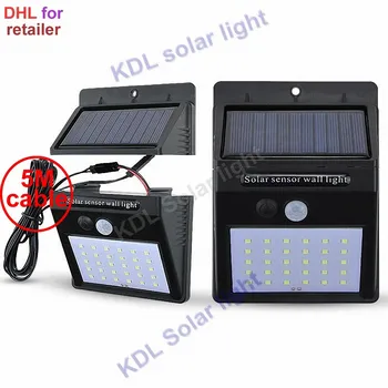 

30 led 500lm solar light split mount pIR motion 3 senser 450Lumens 36 LED Solar Li IP new 20 5M cable street wall lamp for deck