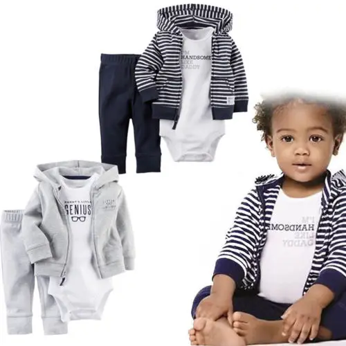

PUDCOCO Pop Kids 3pcs Baby Boy Girl Winter Warm Hooded Cardigan Coat Romper Long Pants Casual Outfit Pop Clothes 6-24M