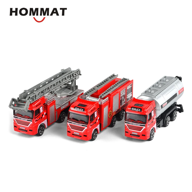 Модель пожарного двигателя HOMMAT масштаб 1:64 3 шт. пожарный автомобиль строительные