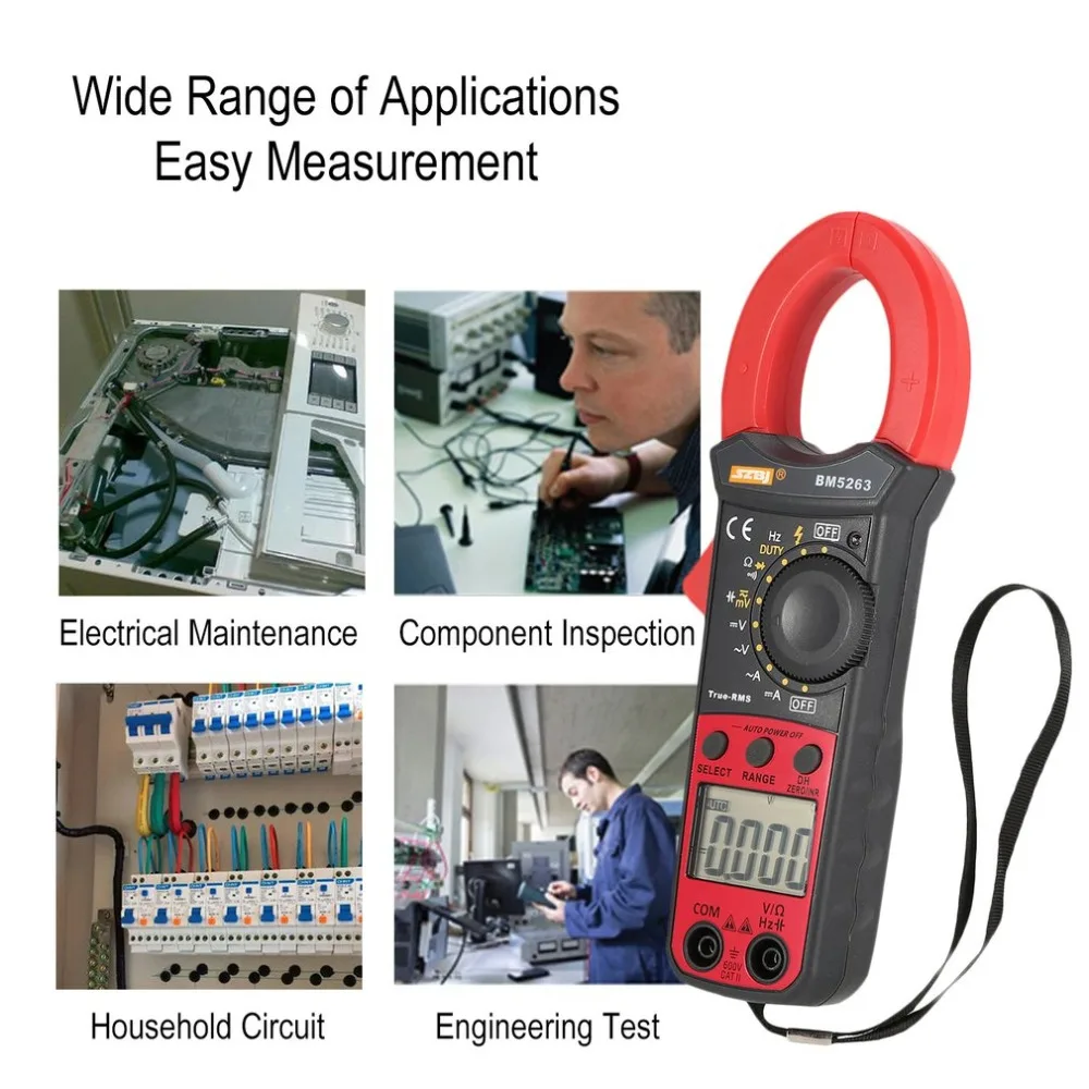 SZBJ BM5263 цифровой клещи Высокая точность AC DC Цифровой клещи цифровой дисплей AC DC Клещи Карманный измеритель тока
