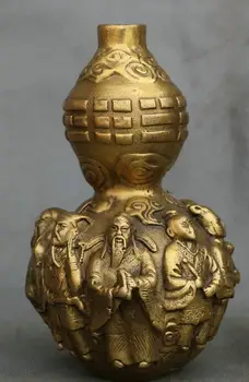 

China Folk Fengshui Copper Immortals 8 Immortal God Eight Diagrams Gourd Statue